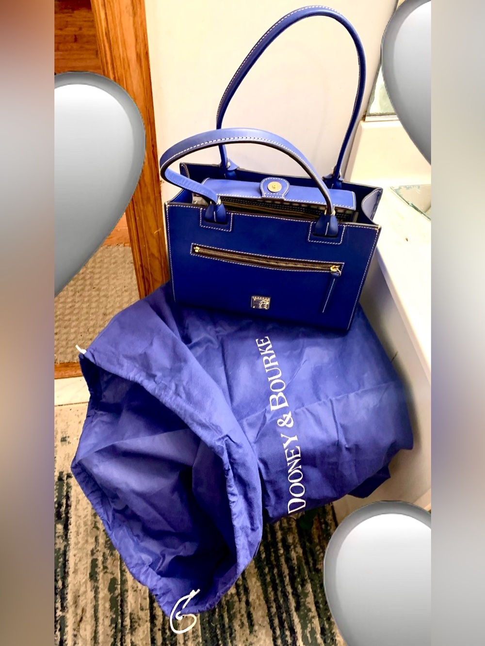 Dooney & Bourke Blue Leather Tote with Front Zip Pocket - Picture 9 of 16